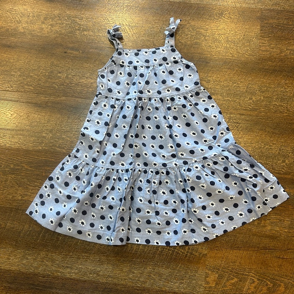 Hanna Andersson Blue and Black Polka Dot Dress 120